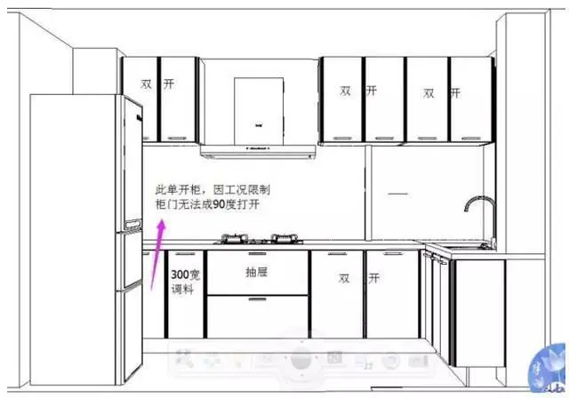 厨房格局效果图,面积比较小,做的l型橱柜.