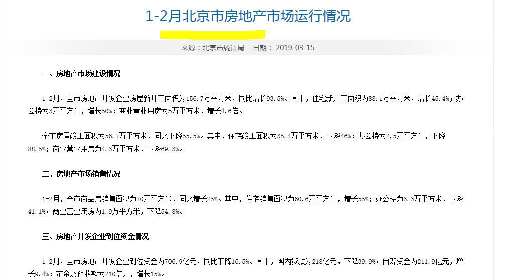 北京今年1-2月两个月销量70万平的新房！