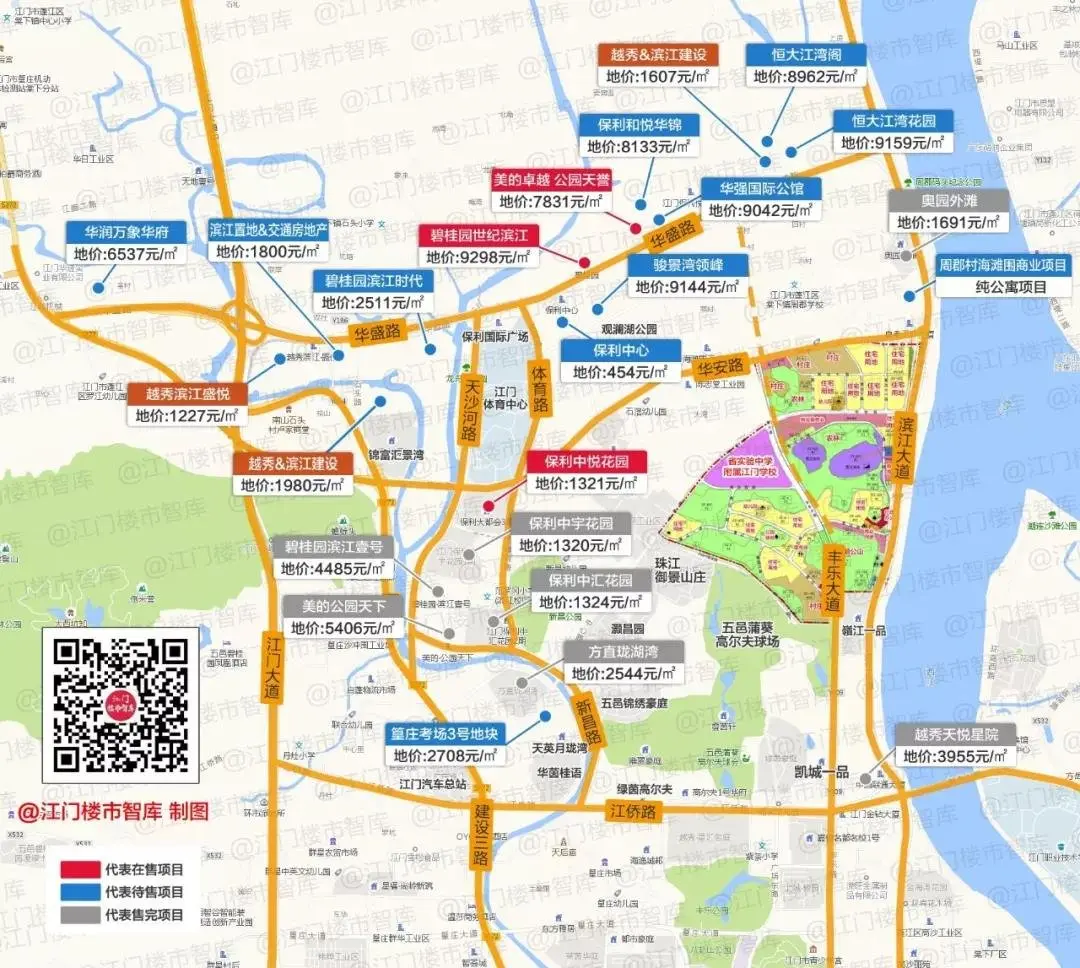 滨江新区启动区东南部,北至华安路,南至篁边新村居住区,西至江门市