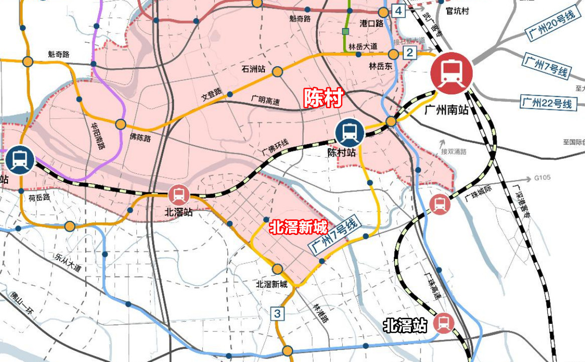 此外广佛环线在陈村也设有站点,广佛环线首段从广州南进入佛山,设