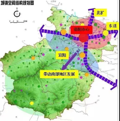 规划纲要围绕洛阳城市定位"一中心"即做大做强洛阳中心城市,宜阳作为