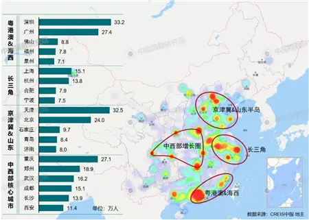 2011-2018年全国常住人口年均增量分布图
