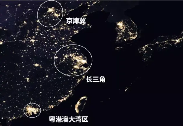 中国三大都市圈灯光夜景图