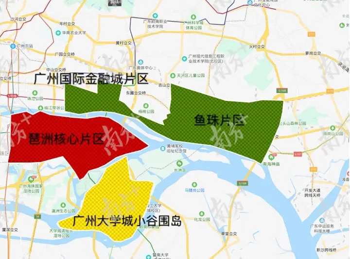 据南方 的报道,琶洲地区,广州大学城,广州国际金融城,鱼珠将"合体"