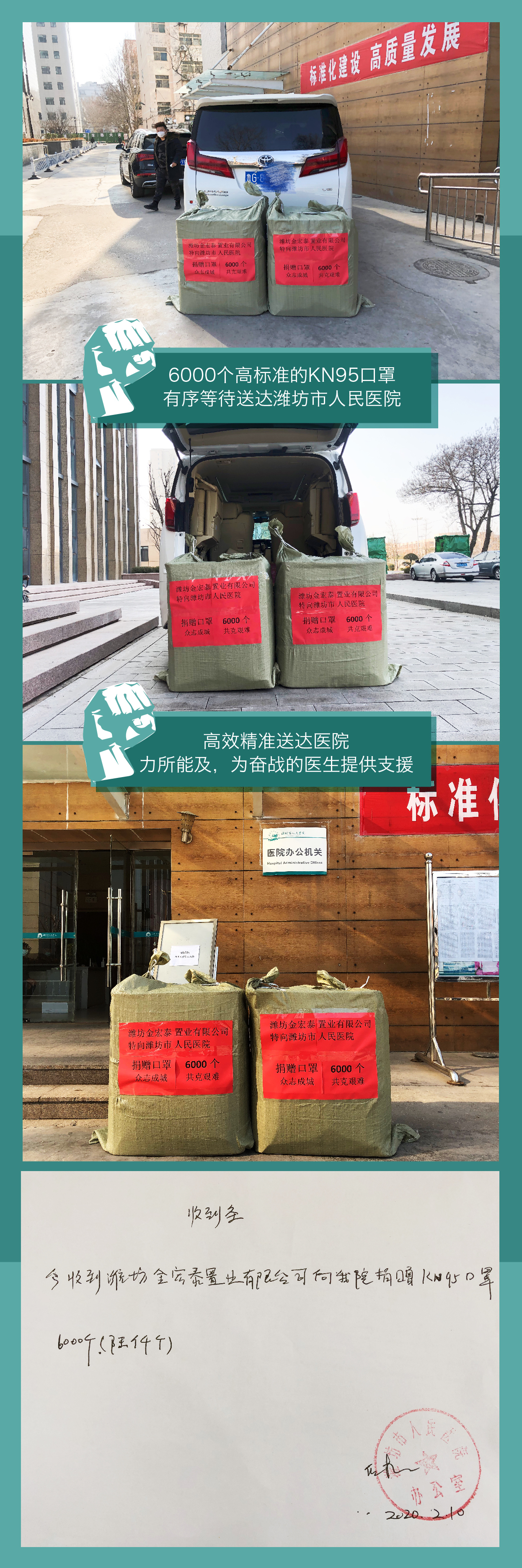【助力抗疫一线】潍坊金宏泰置业捐款捐物在行动