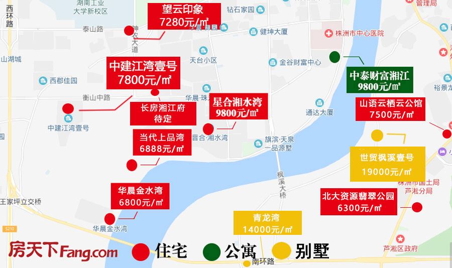 湘江下游段 株洲在售江景房项目