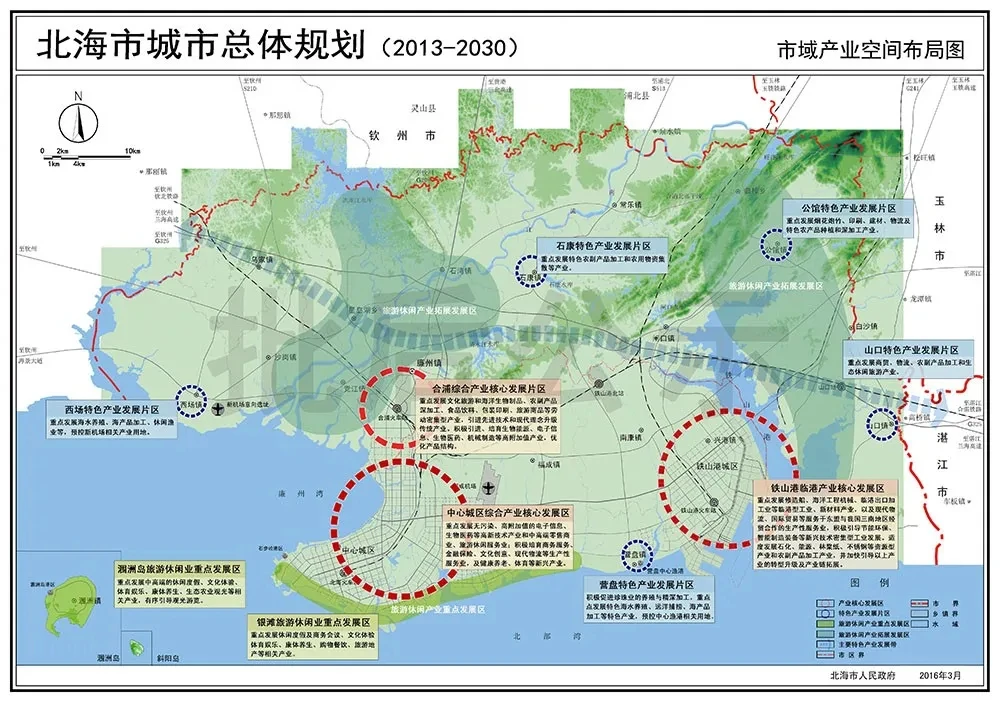 北海城市规划图(图片来源北海规划局)