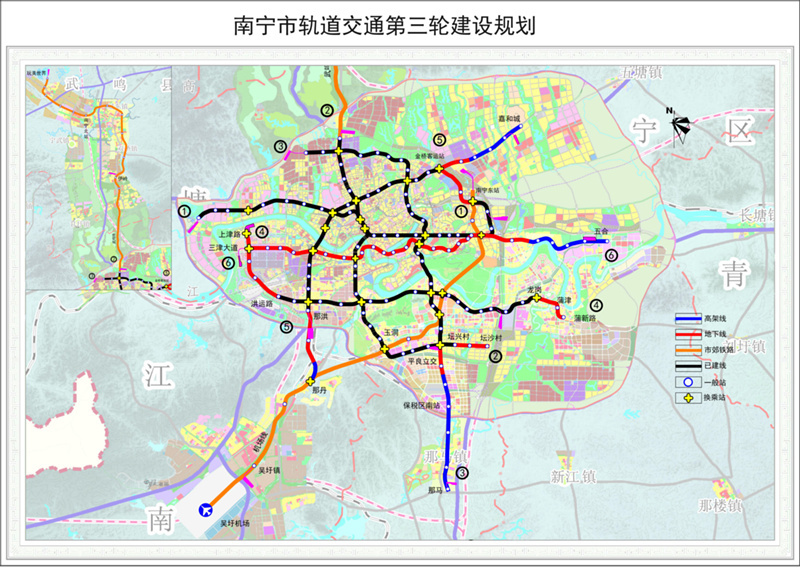 南宁市轨道交通第三轮建设规划公示：机场线、武鸣线还有多条地铁延长线都安排！