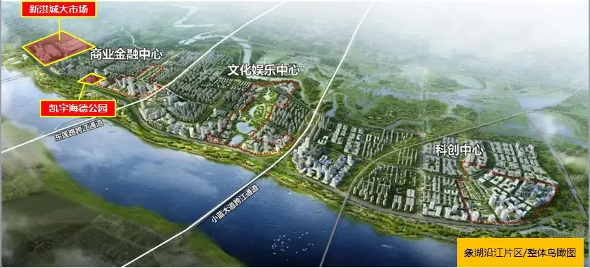 三大商圈交汇;西湖万达广场,北面400万方新洪城大市场, 赣江风光带