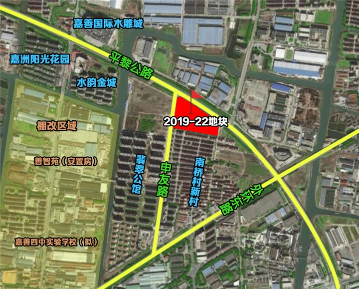 2019-22地块位于嘉善魏塘街道魏中村,核心占地面积为23189㎡,容积率1