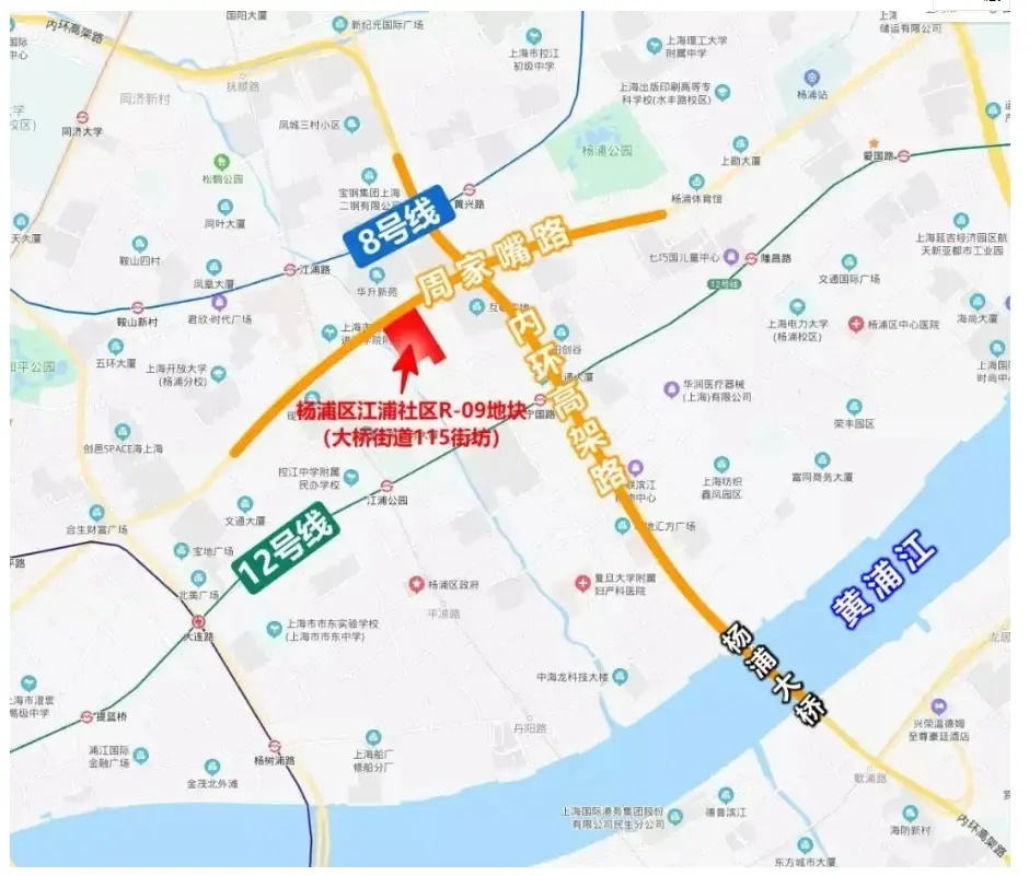 地块名称:杨浦区江浦社区r-09地块(大桥街道115街坊) 四至范围:东至