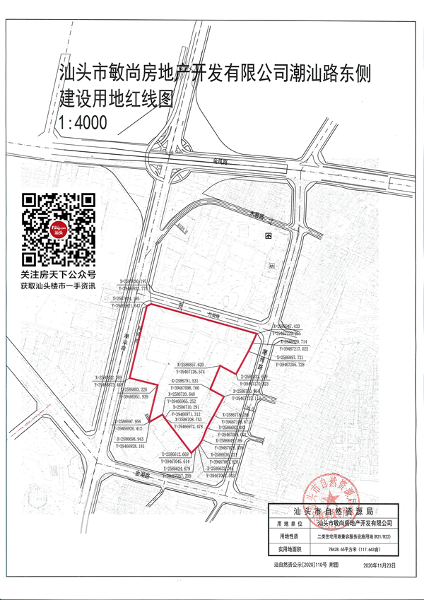 敏捷潮汕路项目规建22栋住宅楼及幼儿园 现正申请用地规划许可