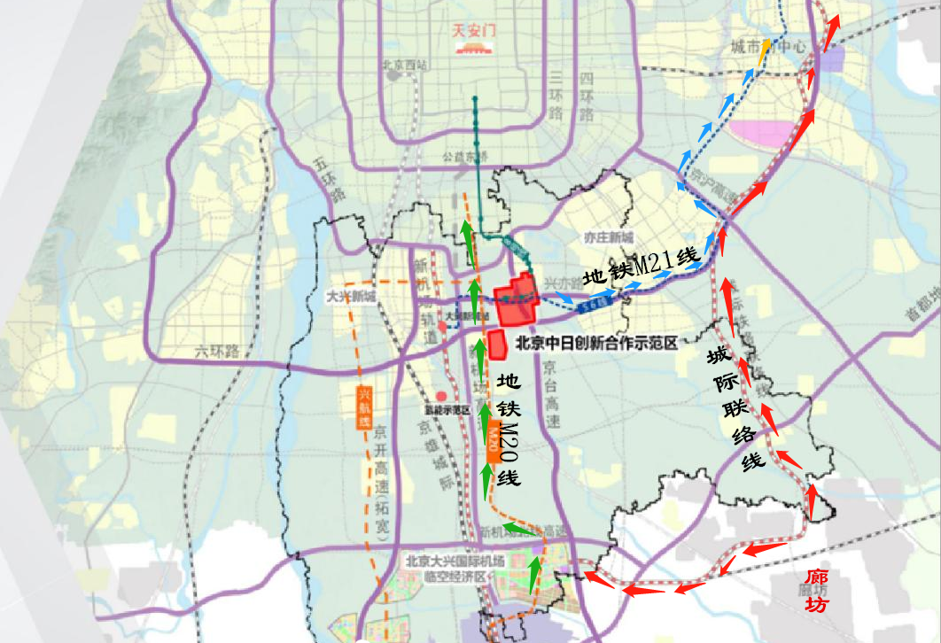 北京地铁m20,m21走向曝光,廊坊城际联络线可换乘!