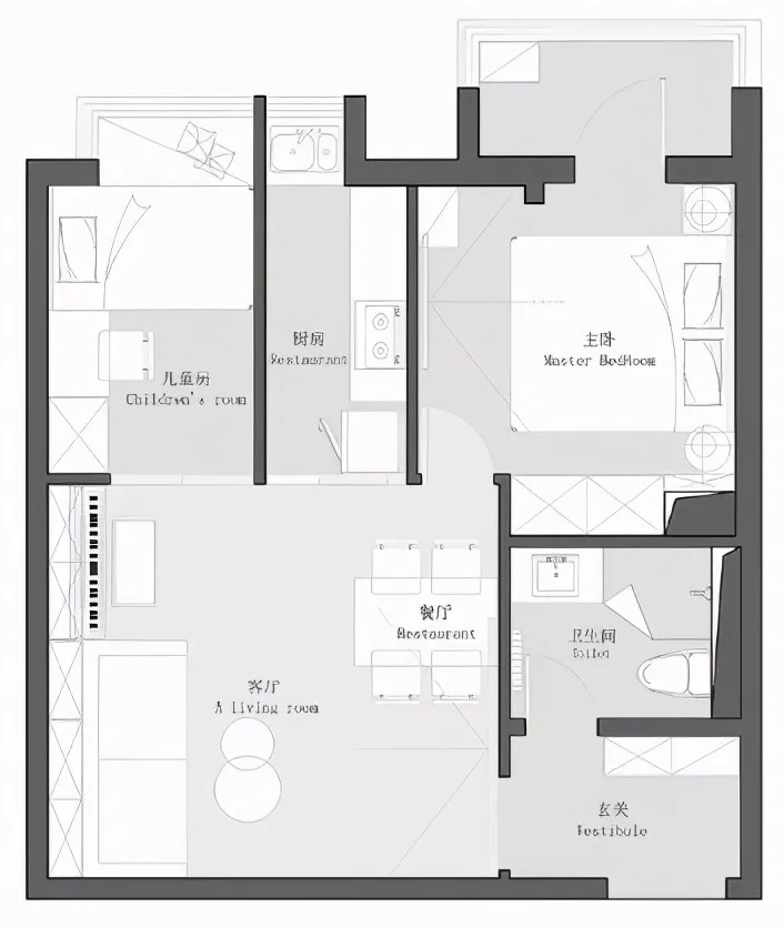 北京60㎡小户型装修,厨房改主卧,单身公寓秒变小两居