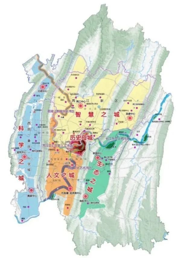 图:重庆市规划示意图 4,形成寸滩国际新城,弹子石新兴潜力区域 规划