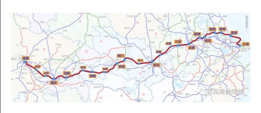 沿江高铁客运主通道线路走向示意图▼