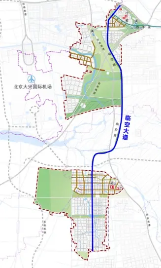 廊坊临空经济区域内高铁,高速公路,铁路,河道,机场跑道密布,航空物流