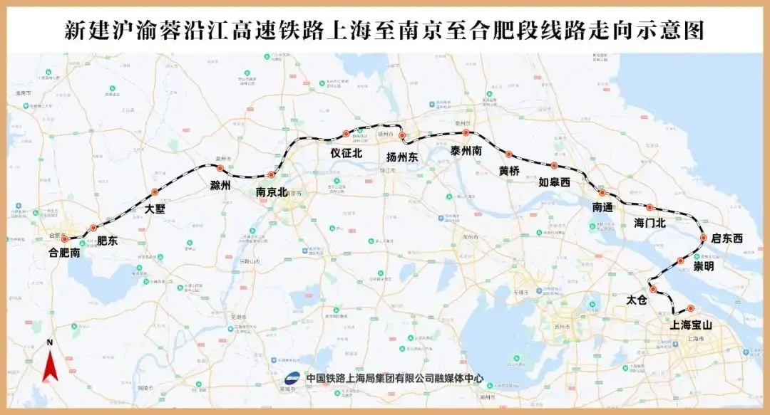 北沿江高铁线路走向示意图来了