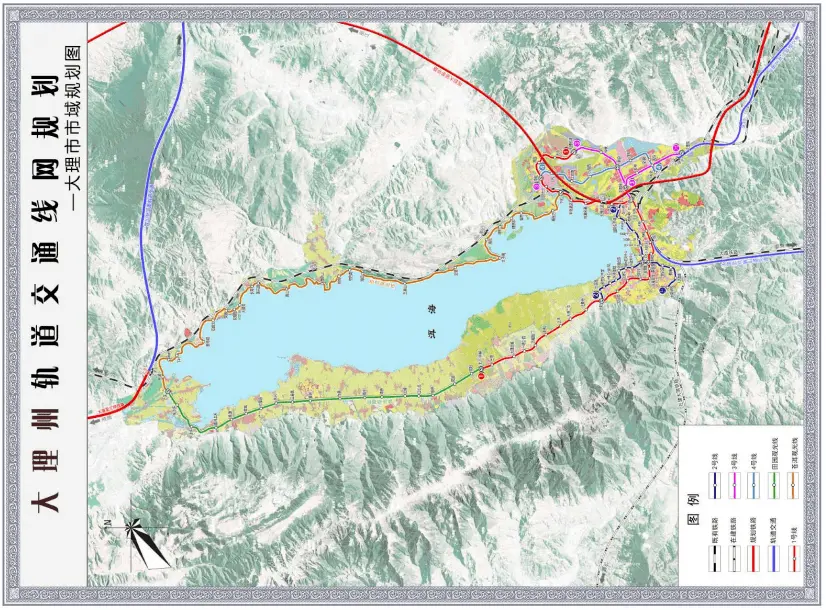 向南至漾濞县,接入在建大瑞铁路漾濞站,利用大瑞铁路至大理市