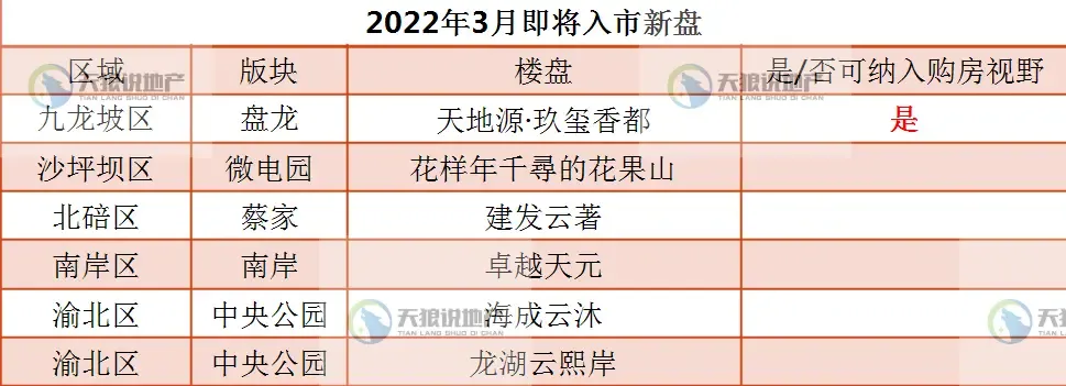 2022年重庆楼市3月入市纯新盘-房产资讯-房天下