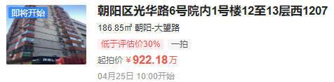 好消息！北京市朝阳区光华欣居建面186平住宅低于评估价30%起拍，想买房的注意！