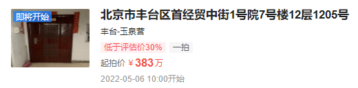 好消息！北京市丰台区万年花城回迁房住宅低于评估价30%起拍，想买房的注意！