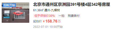 好消息！北京市通州区中泽家园住宅低于评估价30%起拍，错过可就太可惜了