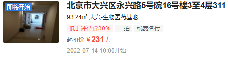 好消息！北京市大兴区龙湖时代天街住宅低于评估价30%起拍，想买房的注意！