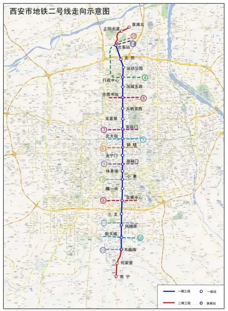 西安地铁2号线二期：南北骨干线