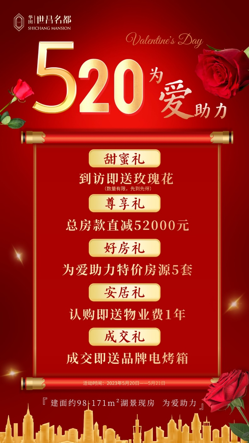 华田·世昌名都|520甜蜜购房节来袭，到访即送鲜花！更有五重好礼等您来！