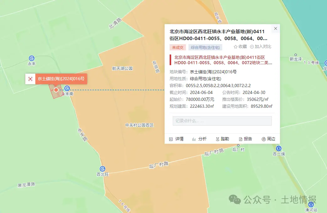 79.17亿，北京永丰地块今日成交！