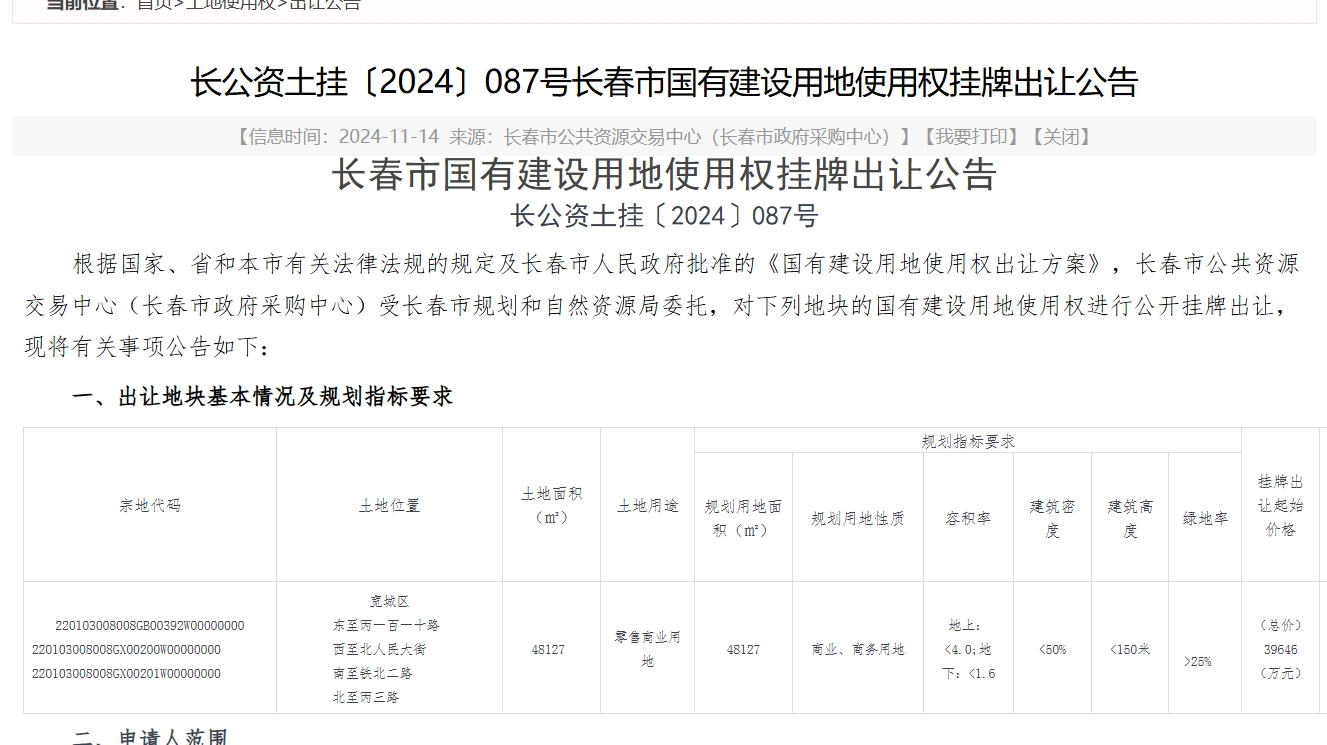 12月长春土拍名单公布！10块住宅用地集中出让！宽城“宜家”地块重新挂牌！