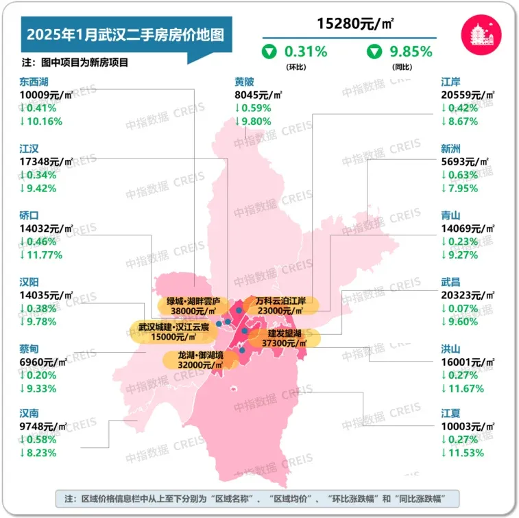 2025年1月武汉房价地图出炉-武汉新房网-房天下