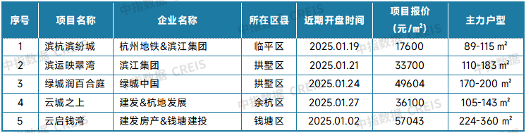 表：杭州新房典型项目