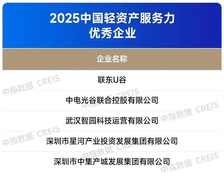 2025中国产业新城运营商综合实力TOP10排行榜