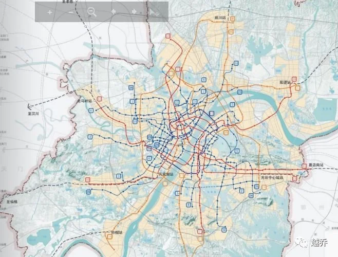 武汉2017~2035城市总规划,涉及长江新城及多条地铁