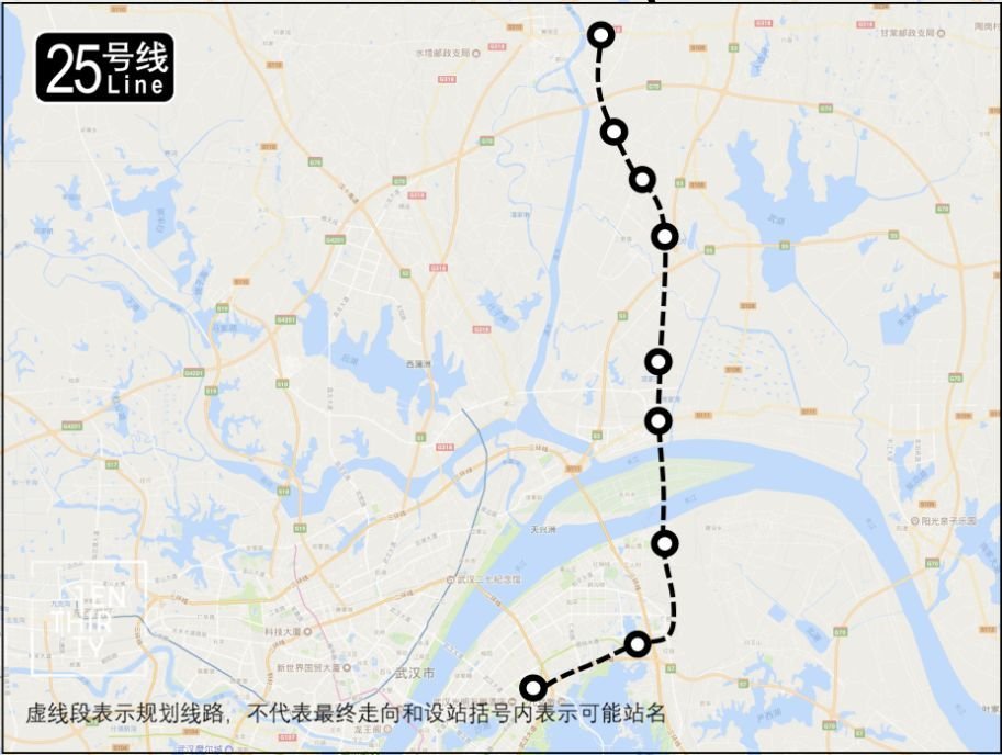 在之前长江新城轨道交通规划里 也出现过25号线的一部分身影 25号线将