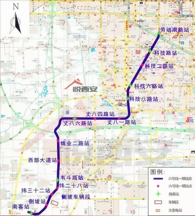 侧坡站,纬三十二站,纬二十八站,韦斗路站,西部大道站,锦业二路站,丈八