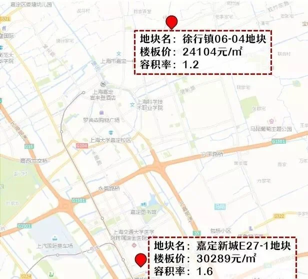 嘉定区徐行镇06-04地块和西郊金茂府地块同天成交