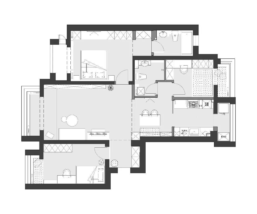 130平米现代风格三居室