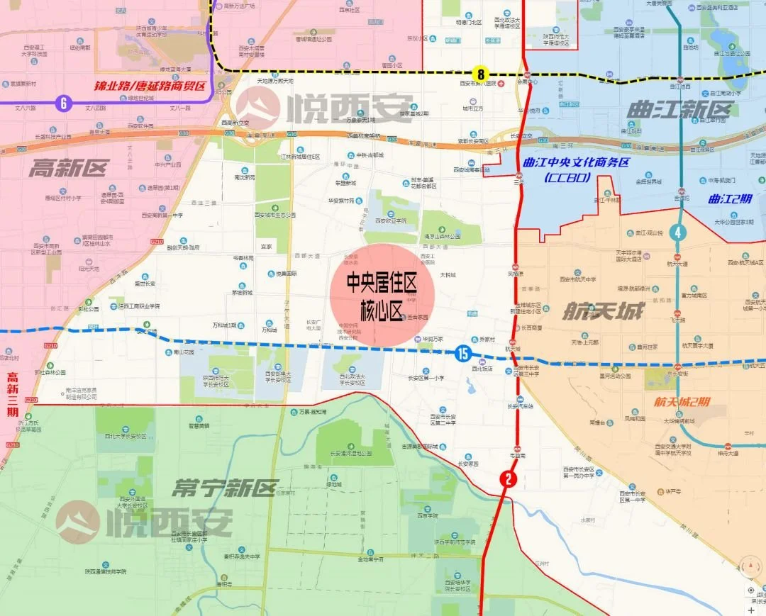 这里公园密集,都市林立,正处于高新南拓区,电子城,长安大学城,曲江