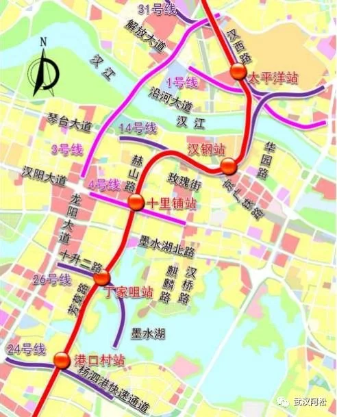 各段线路走向示意图:本次评价范围为12号线(江北段),包括:青菱站(不含