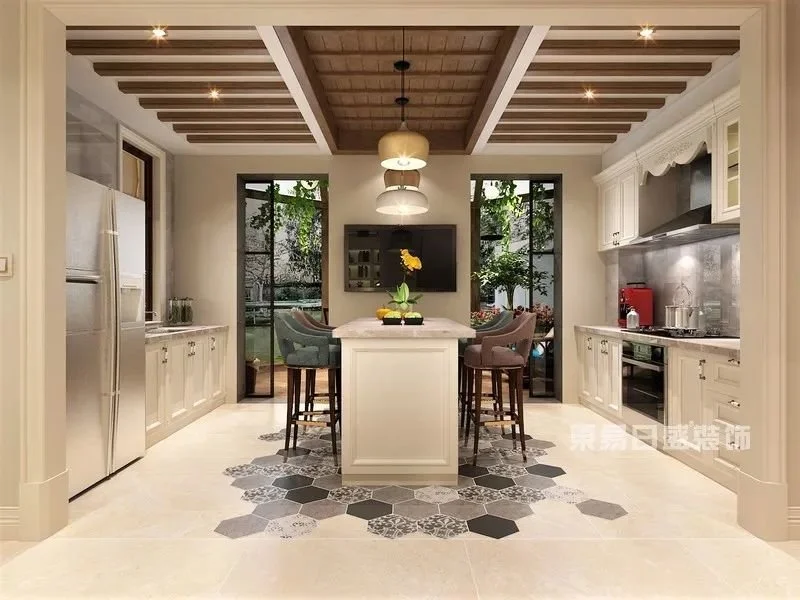 设计师扩大了原有厨房面积,将中西厨结合,大大提高了使用率,使功能性