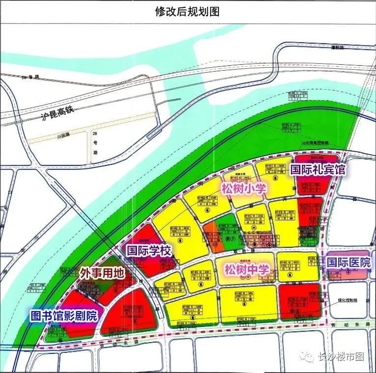 在3月11日,长沙自然资源和规划局官公布了高铁会展片区国际交流区控规