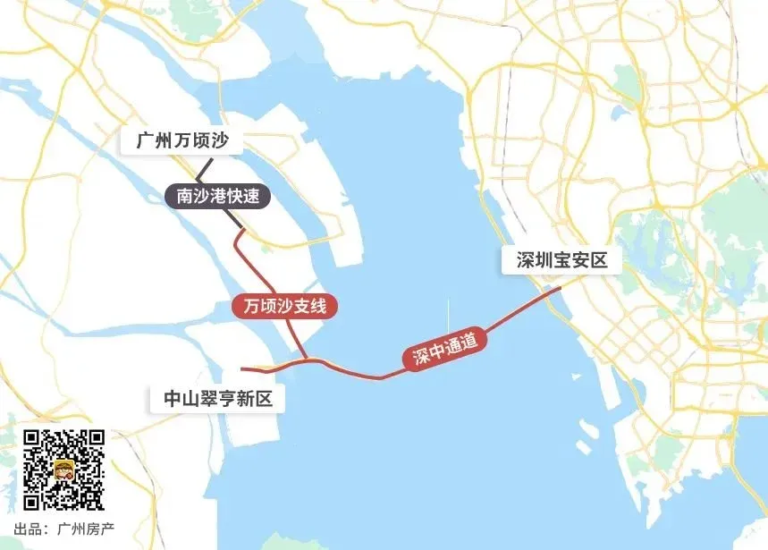 而上个月正式开工的南中高速,包含一条万顷沙支线.