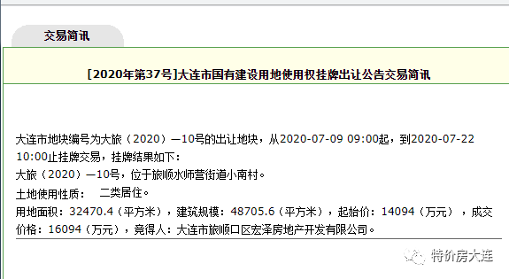 楼面价3304元㎡！宏泽房地产16094万摘得旅顺32万平住宅用地