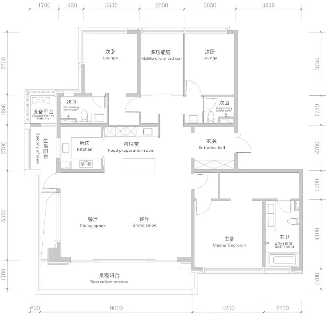 万科·天府锦绣建面约198平米户型图(非交付标准)