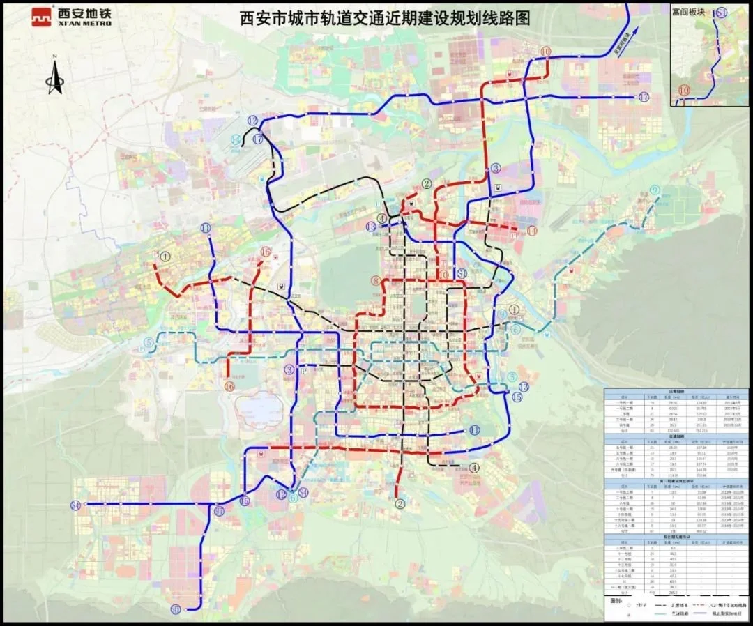 西安地铁最新高清大图!13条地铁周边楼盘一图掌握!