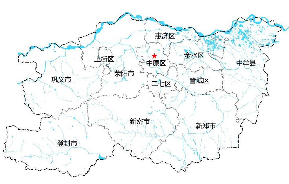 上图是郑州的行政区划图,它代管了6个市县,其中中牟,新郑,新密,荥阳