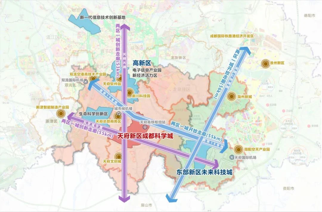 即高标准推进四川天府新区,成都东部新区和西部 成都 科学城建设